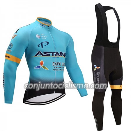 Conjunto Maillot + Culotte largo con tirantes 2017 Astana Pro Team N001